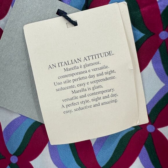 Marella Pure Silk Blouse Womens  Size 2 Multicolor Sleeveless Geometric Pattern - Picture 10 of 12